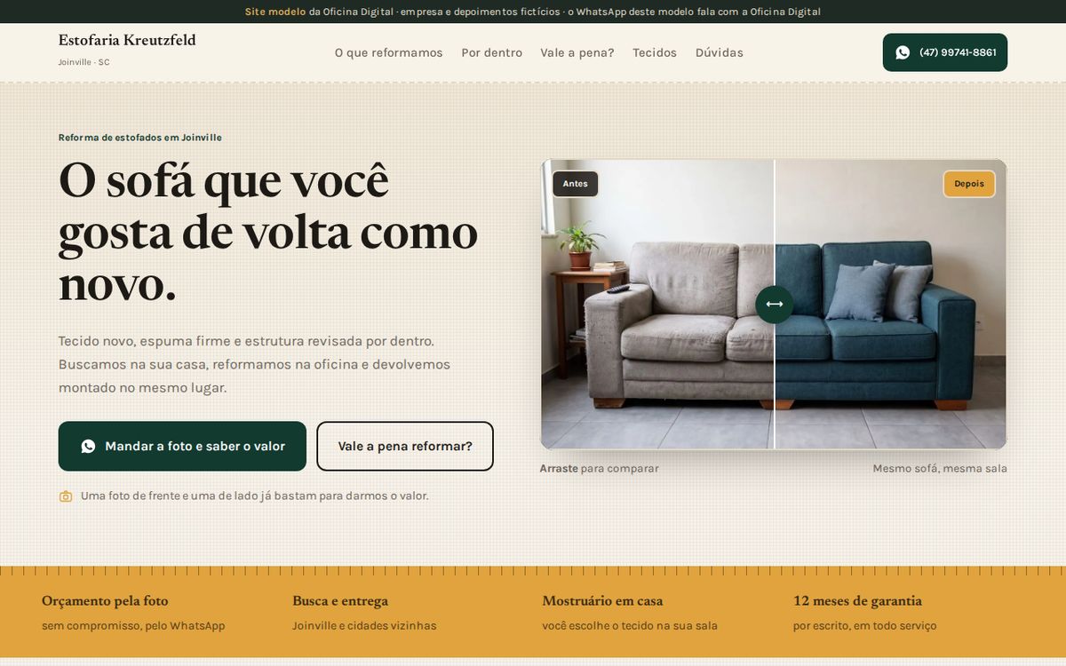 Modelo de site para estofaria