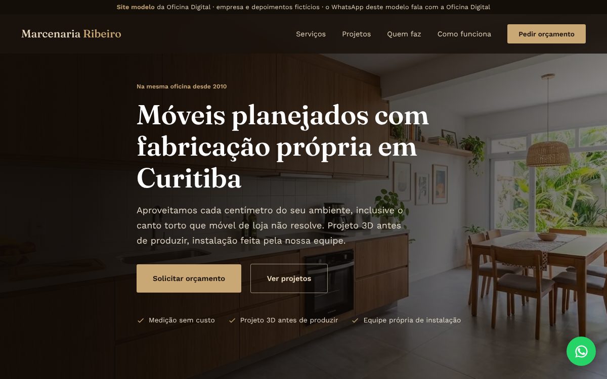 Modelo de site para marcenaria, estilo clássico